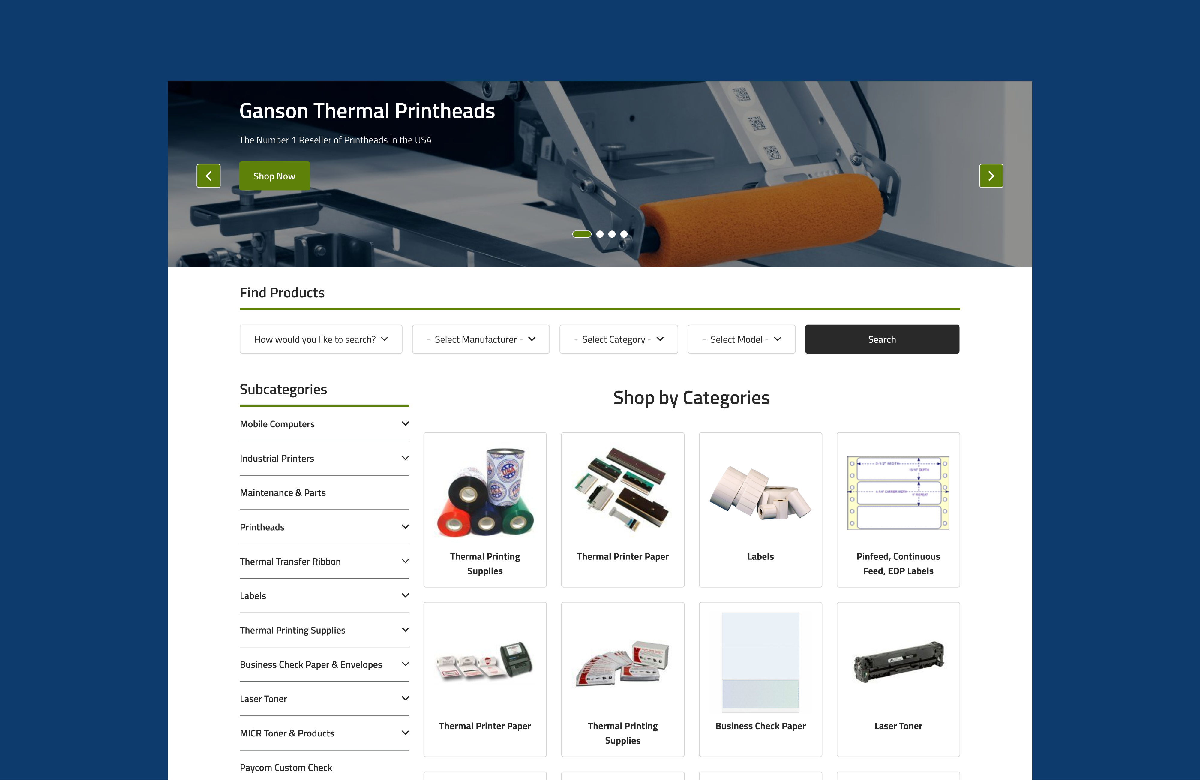 Category landing page