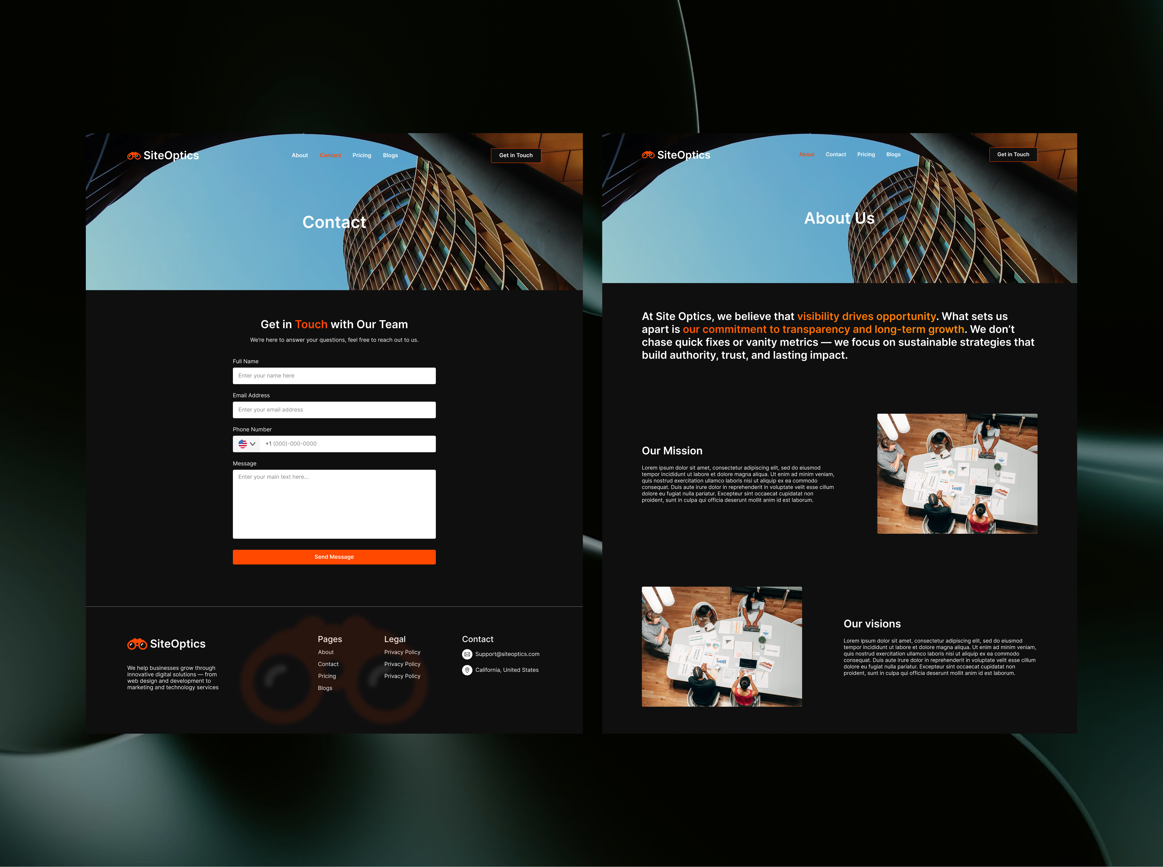 Site Optics contact form