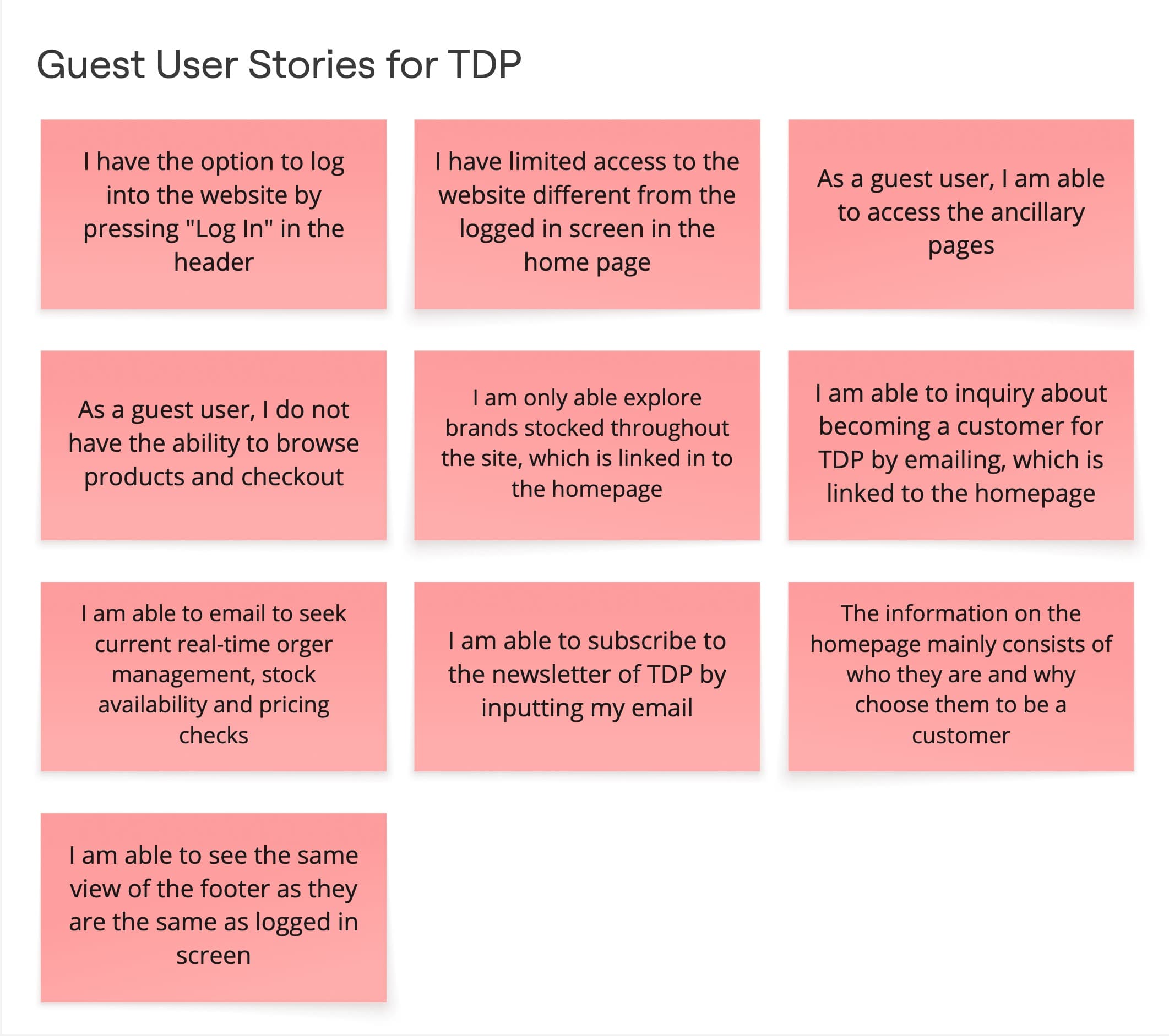 Guest User Stories